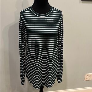 Maurices Forest Green and White Striped Blouse